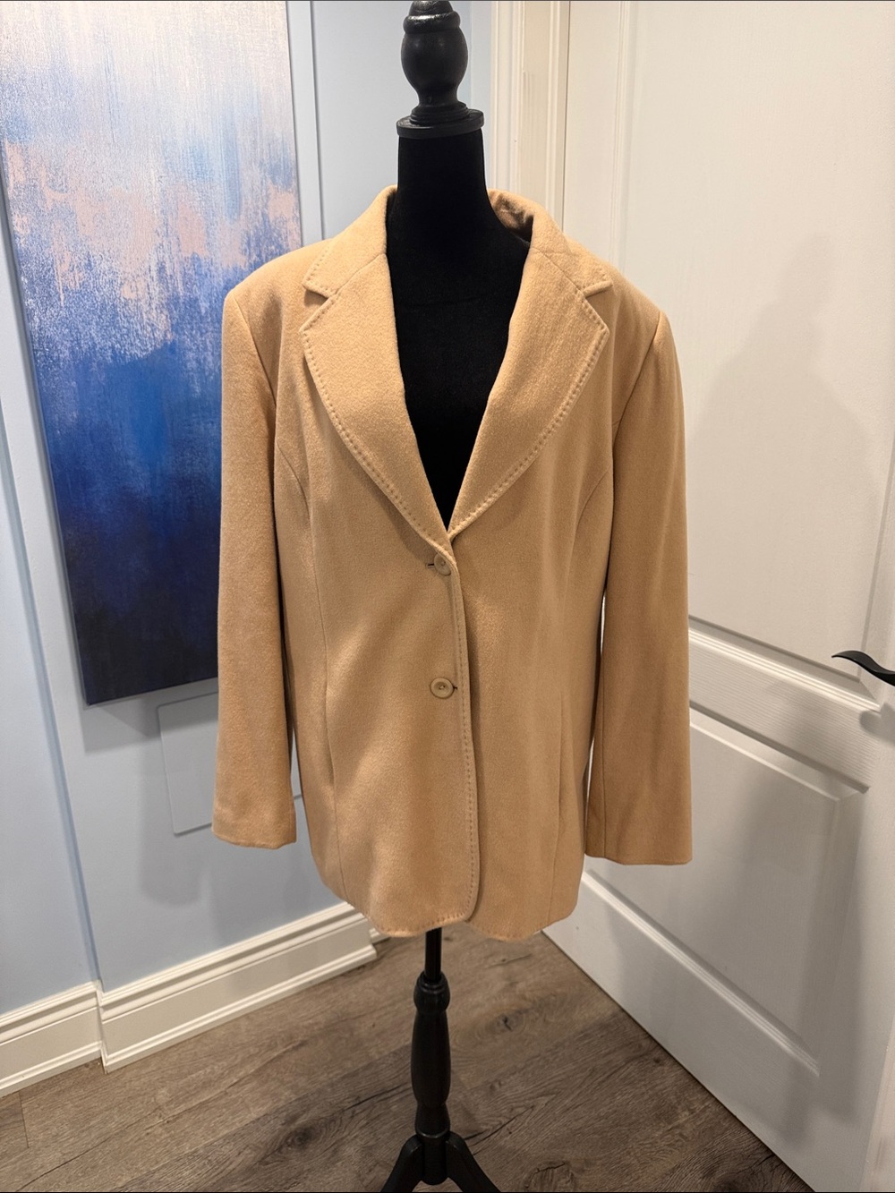 Tailored Single-Breasted Camel Blazer Jacket